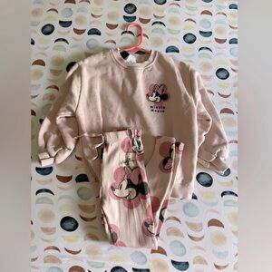 Zara x Disney Minnie Mouse two pc set crewneck sweatshirt & pants